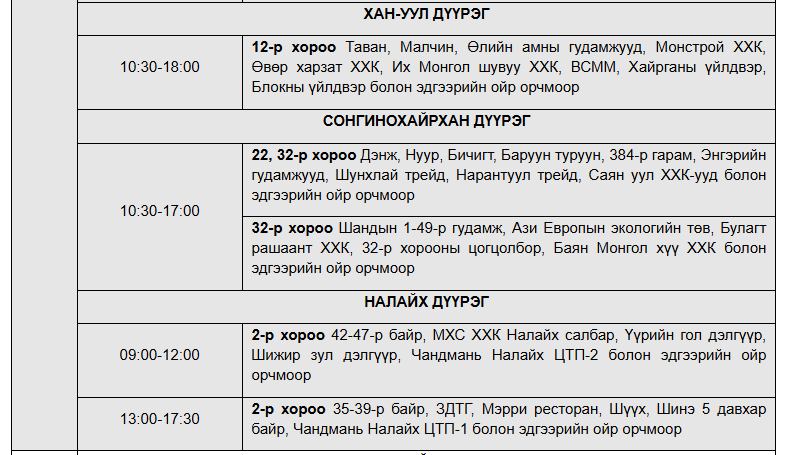 Нийслэлийн зургаан дүүрэгт цахилгаан хязгаарлана