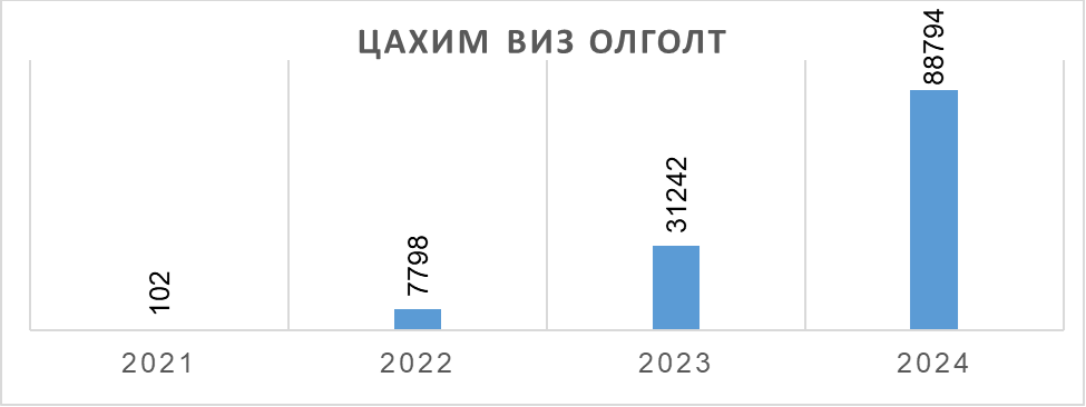 2021 оноос хойш 127 мянга гаруй гадаадын иргэнд цахим виз олгожээ